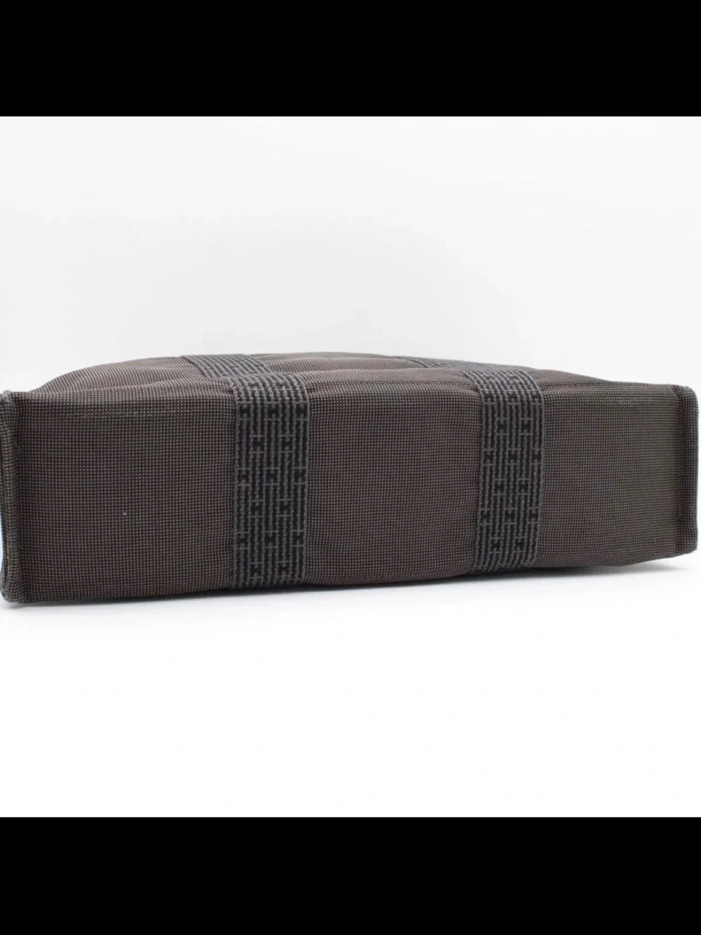 Hermes Dark Brown Canvas Tote with Signature Webbing